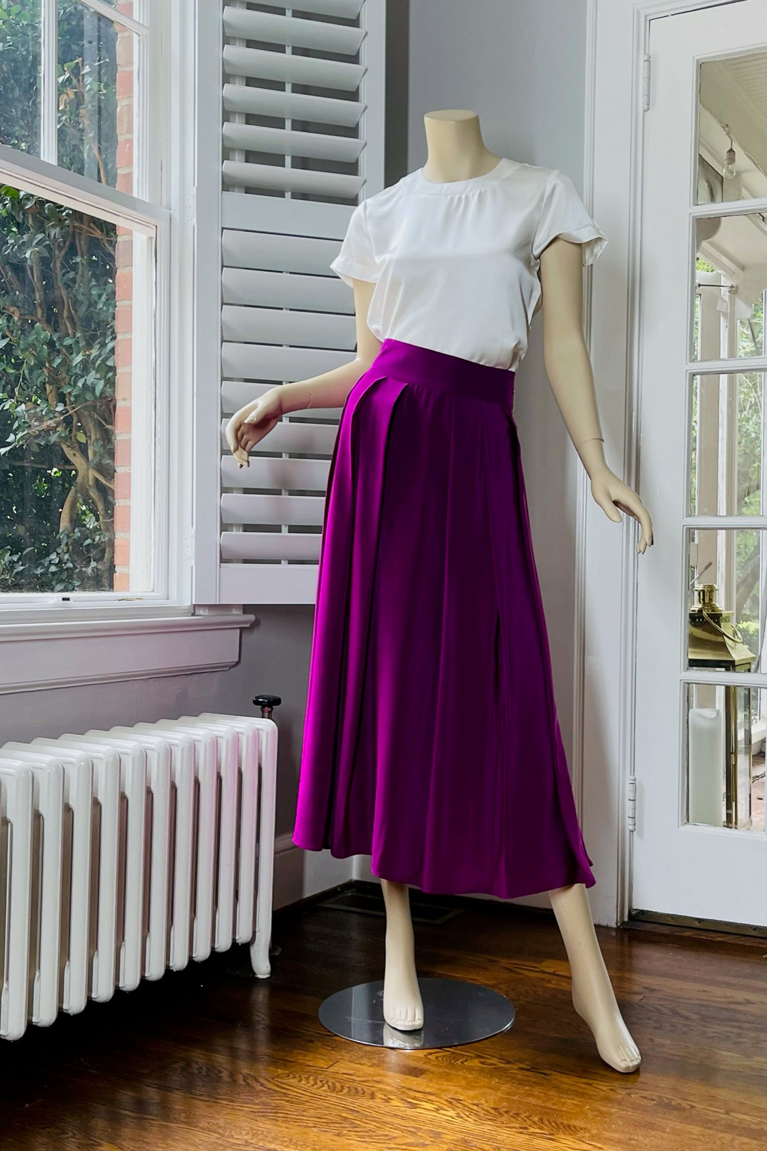BLANCA knife-pleated midi skirt