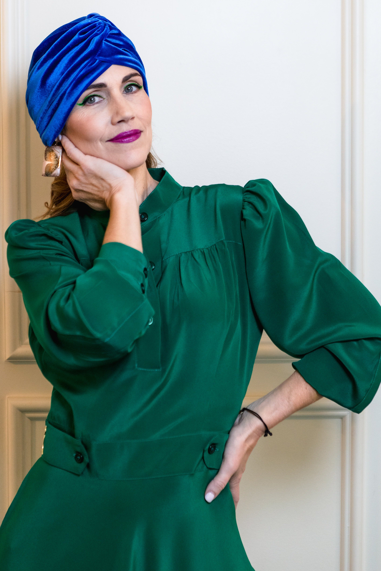 GLORIA puff-sleeve midi dress